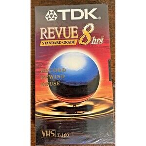 TDK Revue Standard Grade VHS Tape T-160, 8 Hours, Sealed, Blank